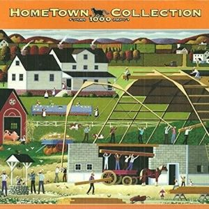Hometown collection 1000 piece puzzle barn raising Americana country.